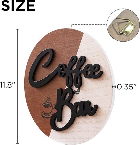 11.6'' Round Coffee Bar Sign, UBTKEY Wood Farmhouse Coffee Bar Decor, 3D Cutout Coffee Bar Station Wall Decor for Coffee Lover Gift in Kuwait