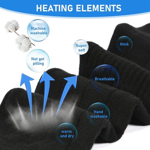 جوارب TOMSHOO ساخنة للرجال والنساء، جوارب كهربائية بقدرة 5000 مللي أمبير في الساعة قابلة لإعادة الشحن مع 4 إعدادات للحرارة، قابلة للغسل للمشي لمسافات طويلة والتخييم والتزلج والرياضات في الهواء الطلق in Kuwait