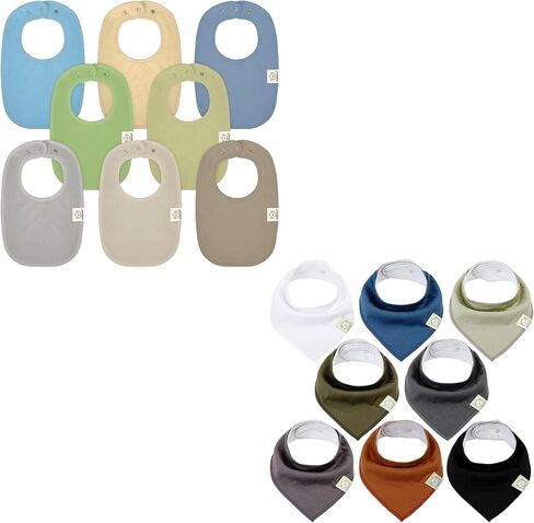 KeaBabies 8-Pack Organic Baby Bibs for Girls & Boys and 8-Pack Organic Baby Bandana Drool Bibs - Teething Baby Bibs for Boy, Girl - Stylish Unisex Bandana Bibs - Newborn Bibs for Baby Girl, Boy in Saudi Arabia
