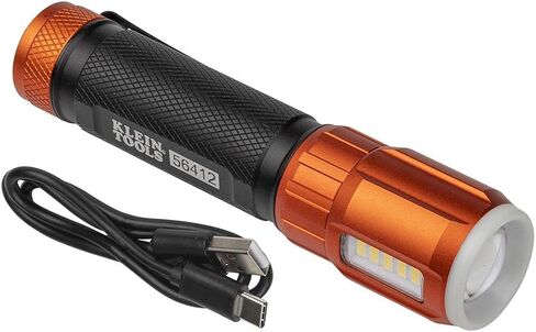 Klein Tools 56412 Rechargeable LED Flashlight with Worklight, 500 Lumens, USB Charging Cable, Pocket Clip, Battery Life Indicator, Magnetic in Kuwait