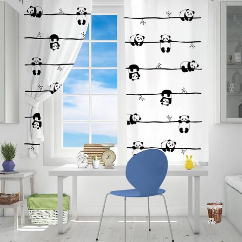 ستائر معتمة باندا لطيفة على شكل حيوان رسوم متحركة باندا دب باندا مطبوعة ستائر نافذة للأولاد والبنات والأطفال - ستائر غرفة معزولة حراريًا لغرفة المعيشة، لوحتان ستارة النافذة in Kuwait