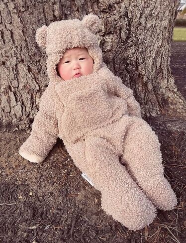 7AM Enfant Baby Jumpsuit Coat - 2 Central Zipper Teddy Jumpsuit for Baby, Water Repellent, Soft Cotton | Warm Baby Jumpsuit in Saudi Arabia