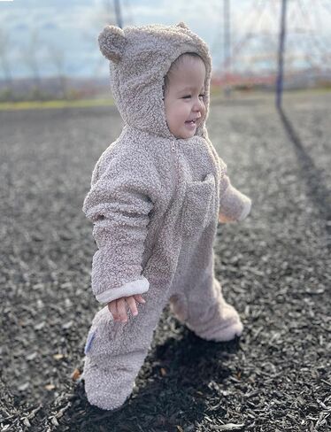 7AM Enfant Baby Jumpsuit Coat - 2 Central Zipper Teddy Jumpsuit for Baby, Water Repellent, Soft Cotton | Warm Baby Jumpsuit in Saudi Arabia