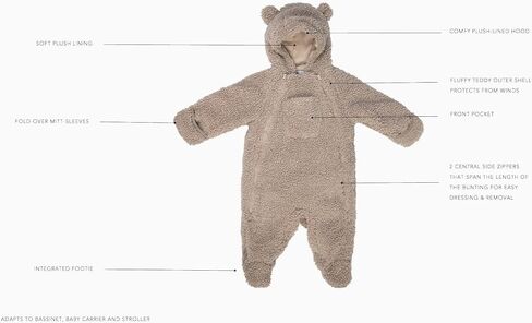 7AM Enfant Baby Jumpsuit Coat - 2 Central Zipper Teddy Jumpsuit for Baby, Water Repellent, Soft Cotton | Warm Baby Jumpsuit in Saudi Arabia