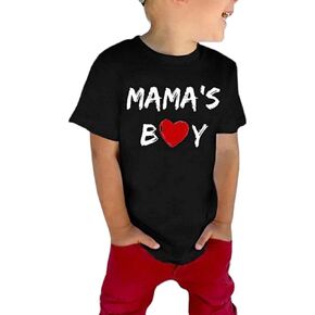 rrhss Toddler Mama's Boy Cotton Shirt Baby Valentines Day Tee