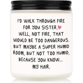 PETALSUN Sister Gifts, Sister Birthday Gifts from Sister, I'd Walk Through Fire for You Sister Candles, Christmas Gifts for Best Friend Sister-in-Law, 7oz Soy Wax Lavender Scented Candles. in Kuwait