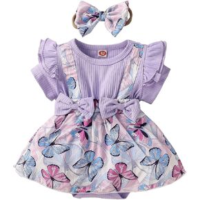 Christmas Baby Girl Clothes Infant Girl Romper Outfit Long Sleeve Bodysuit Romper Dress Floral Playsuit Fall Clothes