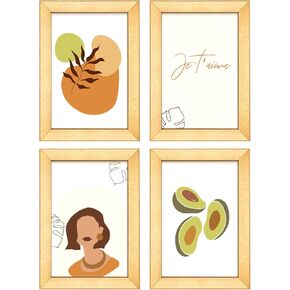 إطارات صور Annecy مقاس 4×6 مكونة من 4 قطع، إطار صور ريفي ذهبي مع زجاج حقيقي، للتركيب على الحائط وعرض الطاولة، مجموعة إطارات صور 4 × 6 مكونة من 4 مثالية لديكور المنزل وديكور المكتب in Kuwait