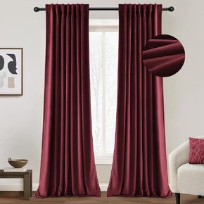 ستائر تعتيم مخملية خضراء من INOVADAY لغرفة النوم بطول 84 بوصة، مجموعة من لوحتين، علامة تبويب خلفية/جيب قضيب/حزام خطاف ستائر سوداء بطول 84 بوصة ستائر فاخرة طويلة لغرفة المعيشة - أخضر زيتوني، W50 X L84 in Kuwait