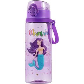 Home Tune Cute Water Bottle for School Kids Girls, Soft Silicone Chug Lid & BPA FREE & Leak Proof One Click Open Flip Top & Easy Clean & Soft Carry Loop, 24oz / 700ml - Mermaid in Kuwait