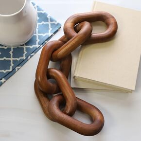 ديكور سلسلة ربط من خشب السنط من Product Elevations - ديكور منزلي حديث للمزرعة، وأرفف الكتب، والرفوف - ديكور طاولة القهوة الريفي - أفكار هدايا ديكور المنزل لعيد الميلاد والعطلات (بني)