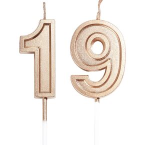 19th & 91st Birthday Candles Number 19 91 Cake Topper Happy Birthday Decoration for Women Men Girls Boys Party Wedding Anniversary Celebration (Champagne Gold)
