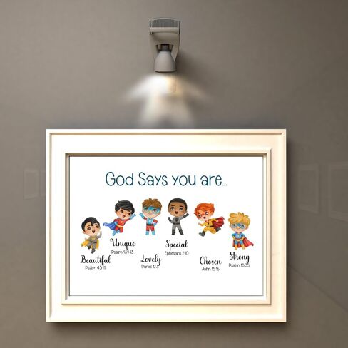 Wowsweet-God يقول أنك جدار الفن ديكور الجدار الديني للأولاد الأمريكيين من أصل أفريقي الهدايا المسيحية الكتاب المقدس الأسود الأولاد غرفة ديكور تحفيزية ملهمة آيات الكتاب المقدس غير المؤطرة (8X10'') in Kuwait