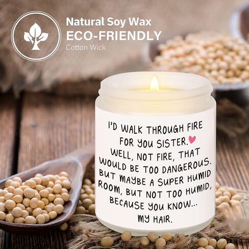 PETALSUN Sister Gifts, Sister Birthday Gifts from Sister, I'd Walk Through Fire for You Sister Candles, Christmas Gifts for Best Friend Sister-in-Law, 7oz Soy Wax Lavender Scented Candles. in Kuwait