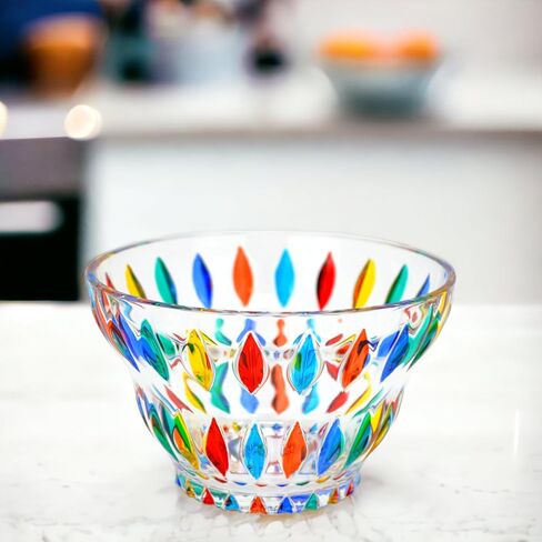 طبق حلوى إليزا من الكريستال الإيطالي وعاء تزيين صغير، وعاء كريستال للحلوى والوجبات الخفيفة والفواكه والزبادي والغمس وحامل المجوهرات والمكسرات والحلي، مطلي يدويًا، صنع في إيطاليا in Kuwait