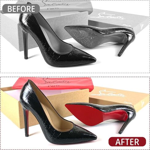 4 قطع من واقيات النعل الحمراء، مقابض أحذية في الجزء السفلي من الحذاء، وسادات مقابض أحذية مضادة للانزلاق ذاتية اللصق لحماية الجزء السفلي من الحذاء للكعب العالي من كريستيان لوبوتان (أحمر/ زوجان) in Kuwait