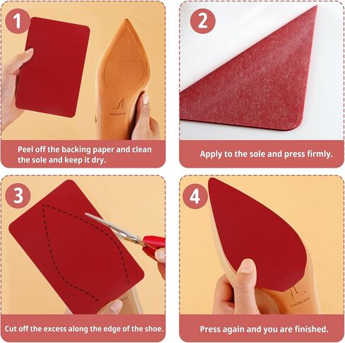 4 قطع من واقيات النعل الحمراء، مقابض أحذية في الجزء السفلي من الحذاء، وسادات مقابض أحذية مضادة للانزلاق ذاتية اللصق لحماية الجزء السفلي من الحذاء للكعب العالي من كريستيان لوبوتان (أحمر/ زوجان) in Kuwait