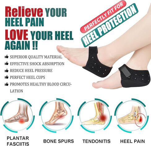 أكواب لآلام الكعب، واقيات للكعب (قابلة للتنفس) وكؤوس للكعب ودعم الكعب لالتهاب اللفافة الأخمصية والتهاب الأوتار وتكلس الكعب وتخفيف آلام الكعب (سميكة) in Kuwait