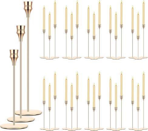30 Pcs Gold Candlestick Holder Bulk Gold Taper Candle Holders Metal Candle Stick Holder Decor for Wedding Table Centerpiece Dinning Party Anniversary Fits 0.75 Inch Thick Candle, 9, 11, 13 Inches in Saudi Arabia