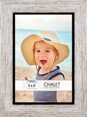 Icona Bay 4x6 Loft Gray Picture Frame, Rustic Casual Style 4 x 6 Photo Frame, Table Top or Wall Mount, Chalet Collection in Kuwait