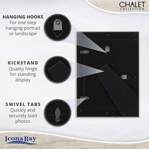 Icona Bay 4x6 Loft Gray Picture Frame, Rustic Casual Style 4 x 6 Photo Frame, Table Top or Wall Mount, Chalet Collection in Kuwait