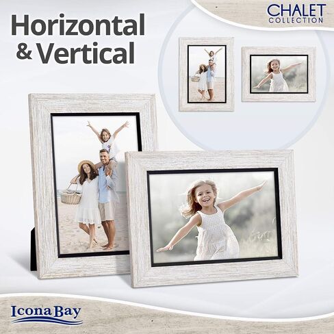 Icona Bay 4x6 Loft Gray Picture Frame, Rustic Casual Style 4 x 6 Photo Frame, Table Top or Wall Mount, Chalet Collection in Kuwait
