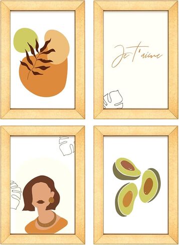 إطارات صور Annecy مقاس 4×6 مكونة من 4 قطع، إطار صور ريفي ذهبي مع زجاج حقيقي، للتركيب على الحائط وعرض الطاولة، مجموعة إطارات صور 4 × 6 مكونة من 4 مثالية لديكور المنزل وديكور المكتب in Kuwait