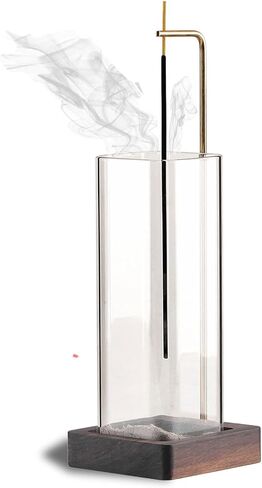 AEFTJI Incense Holder for Sticks [Anti-Ash Flying] with Easy Clean Glass Bottle No Mess Incense Burner in Kuwait