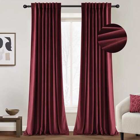 ستائر تعتيم مخملية خضراء من INOVADAY لغرفة النوم بطول 84 بوصة، مجموعة من لوحتين، علامة تبويب خلفية/جيب قضيب/حزام خطاف ستائر سوداء بطول 84 بوصة ستائر فاخرة طويلة لغرفة المعيشة - أخضر زيتوني، W50 X L84 in Kuwait