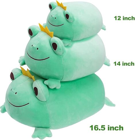 Ditucu Cute Frog Plush Pillow Super Soft Squishy Stuffed Animal Kawaii Plushie Crown Frogs Decoration Gifts for Kids Green 14 inch in Kuwait
