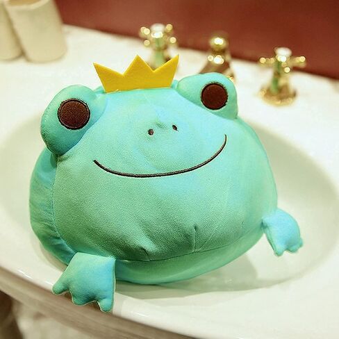 Ditucu Cute Frog Plush Pillow Super Soft Squishy Stuffed Animal Kawaii Plushie Crown Frogs Decoration Gifts for Kids Green 14 inch in Kuwait