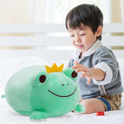 Ditucu Cute Frog Plush Pillow Super Soft Squishy Stuffed Animal Kawaii Plushie Crown Frogs Decoration Gifts for Kids Green 14 inch in Kuwait