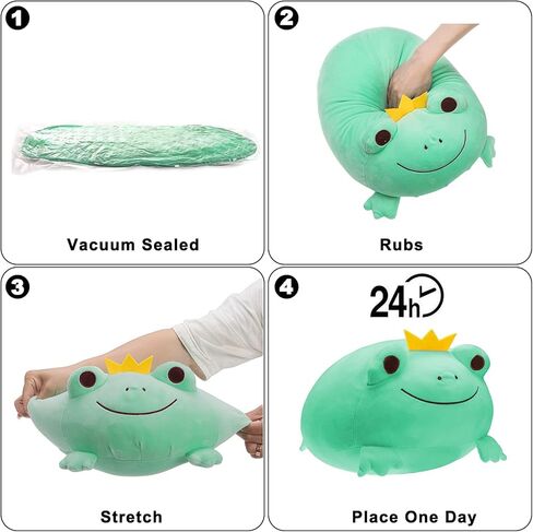 Ditucu Cute Frog Plush Pillow Super Soft Squishy Stuffed Animal Kawaii Plushie Crown Frogs Decoration Gifts for Kids Green 14 inch in Kuwait