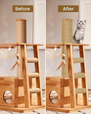 Sisal Rope for Cat Scratcher, Pettom Cat Scratching Post Replacement Natural Hemp Rope Sisal Replacement Rope for Cat Tree 1/4 inch Diameter 164FT in Kuwait