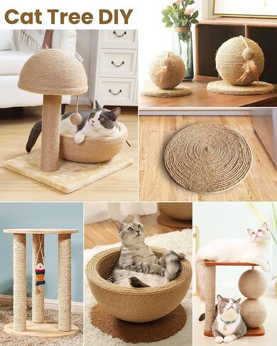 Sisal Rope for Cat Scratcher, Pettom Cat Scratching Post Replacement Natural Hemp Rope Sisal Replacement Rope for Cat Tree 1/4 inch Diameter 164FT in Kuwait