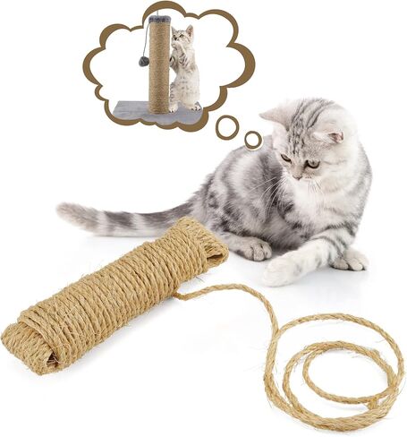 Sisal Rope for Cat Scratcher, Pettom Cat Scratching Post Replacement Natural Hemp Rope Sisal Replacement Rope for Cat Tree 1/4 inch Diameter 164FT in Kuwait
