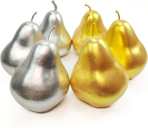 6 قطع من التفاح الفضي الذهبي الاصطناعي من Lorigun، تفاح مزيف وفواكه ذهبية صناعية لديكور عيد الميلاد وحفلات المنزل وحفلات تزيين الفواكه الذهبية والفضية in Kuwait