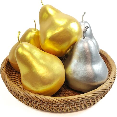 6 قطع من التفاح الفضي الذهبي الاصطناعي من Lorigun، تفاح مزيف وفواكه ذهبية صناعية لديكور عيد الميلاد وحفلات المنزل وحفلات تزيين الفواكه الذهبية والفضية in Kuwait