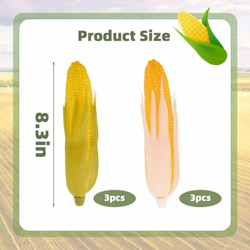 VIOCIWUO Artificial Corn 6Pcs, Fake Fruit Silmulate Vegetable Corn Prop Lifelike Home Decoration Photography Props(Green & White) in Kuwait