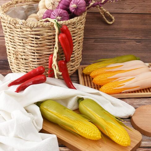VIOCIWUO Artificial Corn 6Pcs, Fake Fruit Silmulate Vegetable Corn Prop Lifelike Home Decoration Photography Props(Green & White) in Kuwait