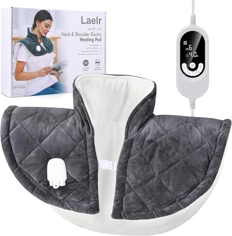 وسادة التدفئة الموزونة للرقبة والكتفين وسادة التدفئة الكهربائية laelr لتخفيف آلام الرقبة الخلفية 20 × 23 في منصات التدفئة الكتف 6 إعدادات التدفئة 6 مؤقتات إيقاف تلقائي للنساء والرجال عيد الميلاد عيد الميلاد in Kuwait