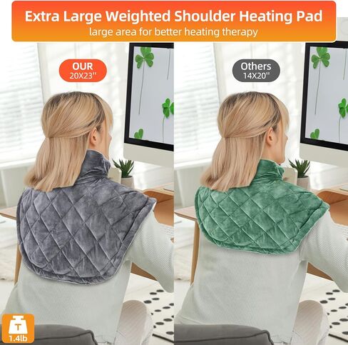 وسادة التدفئة الموزونة للرقبة والكتفين وسادة التدفئة الكهربائية laelr لتخفيف آلام الرقبة الخلفية 20 × 23 في منصات التدفئة الكتف 6 إعدادات التدفئة 6 مؤقتات إيقاف تلقائي للنساء والرجال عيد الميلاد عيد الميلاد in Kuwait
