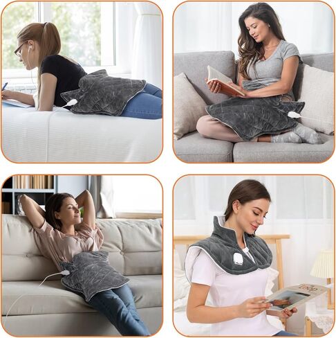 وسادة التدفئة الموزونة للرقبة والكتفين وسادة التدفئة الكهربائية laelr لتخفيف آلام الرقبة الخلفية 20 × 23 في منصات التدفئة الكتف 6 إعدادات التدفئة 6 مؤقتات إيقاف تلقائي للنساء والرجال عيد الميلاد عيد الميلاد in Kuwait