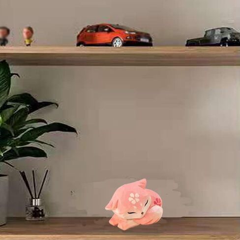ALHBEJT Wooden Fox Figurines Sculpture Statue Lovely Small Carved Fox Statue Handmade Wood Fox Art Carving Work for Home Office Decoration (Pink) in Saudi Arabia