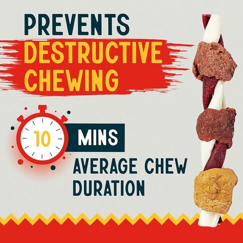 Canine Chews 5" Triple Flavor Bacon, Chicken-Wrapped, Beef Rawhide Dog Chew Toy Treat Stick Twist Kabob for Small Dogs (100 Pack) in Kuwait