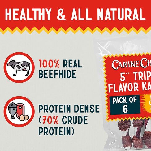 Canine Chews 5" Triple Flavor Bacon, Chicken-Wrapped, Beef Rawhide Dog Chew Toy Treat Stick Twist Kabob for Small Dogs (100 Pack) in Kuwait