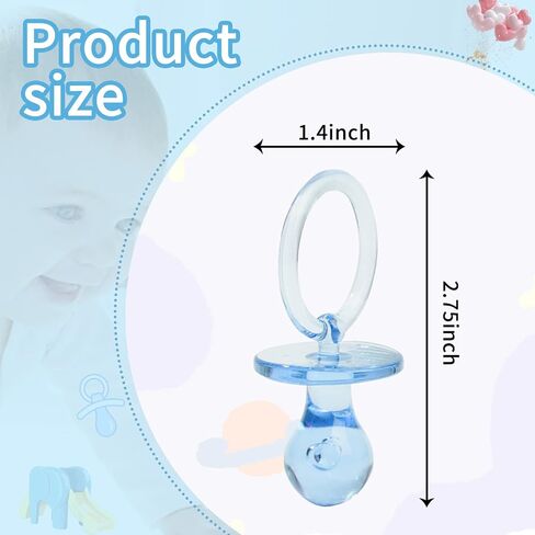100 Pieces 2.75 Inch Baby Pacifier Baby Shower Plastic Pacifier for Baby Shower Pacifier, Gender Show Party Decoration DIY Baby Shower Birthday Party Gift (Clear) in Kuwait