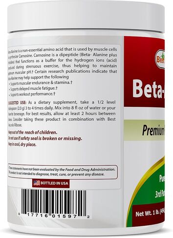 Best Naturals Beta Alanine Pure Powder 1 Pound (1 LB (Pack of 1)) in Saudi Arabia