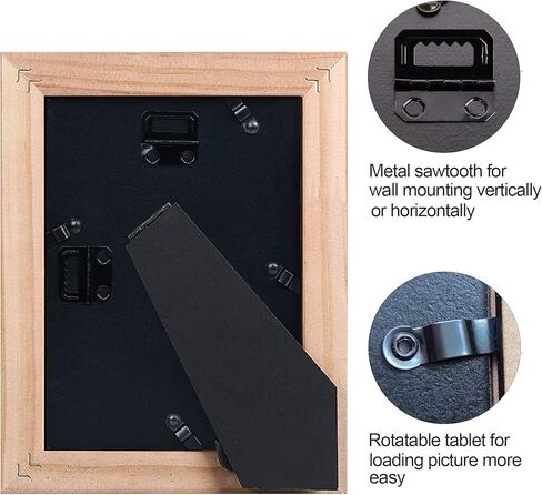مجموعة إطار صور خشبي ريفي Yaetm مقاس 4 × 6 مكونة من قطعتين، إطار خشبي صلب لبيت المزرعة مع زجاج حقيقي عالي الوضوح، إطارات صور رمادية متعثرة لسطح الطاولة وعرض التثبيت على الحائط in Kuwait