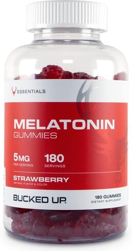 باكد أب ميلاتونين 5 ملغ، 180 قطعة مضغ - بنكهة الفراولة - غير معدلة وراثيًا، أساسيات خالية من الغلوتين - 180 وجبة in Kuwait